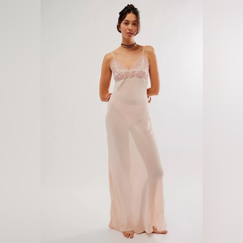 Free People Pink Satin Chemise Slip S